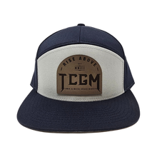Rise Above 7 Panel Twill Camper Style Leather Strap Back (Grey/Navy)