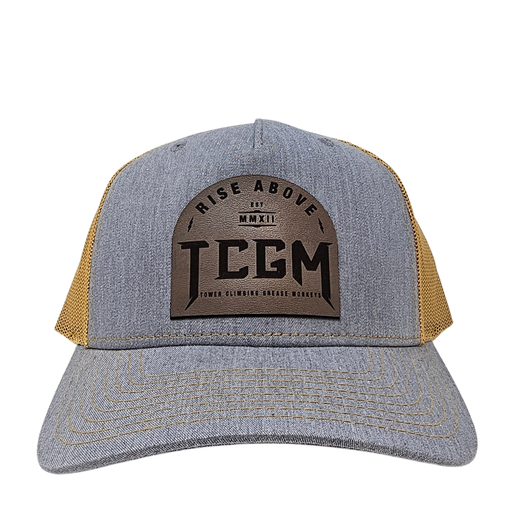 Rise Above Leather Patch Cap (Heather Grey/Amber Gold)