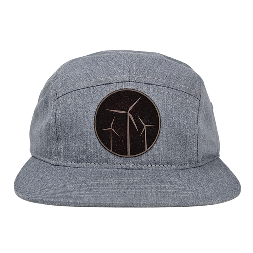 Leather Wind Patch Lightweight Cotton Twill 7 Panel Camper Cap