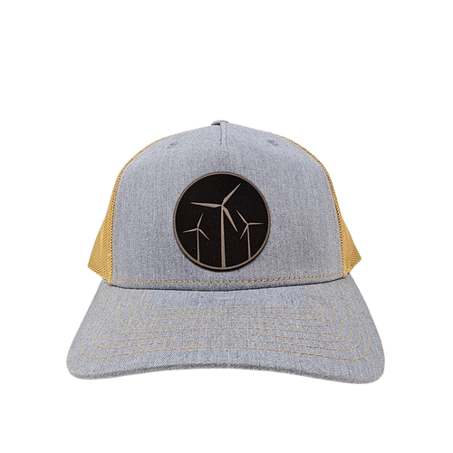 Leather Wind Patch Cap (Heather Grey/Amber Gold)