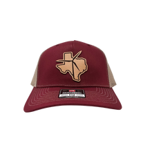 Texas Wind Leather Patch Cap (Cardinal/Tan)