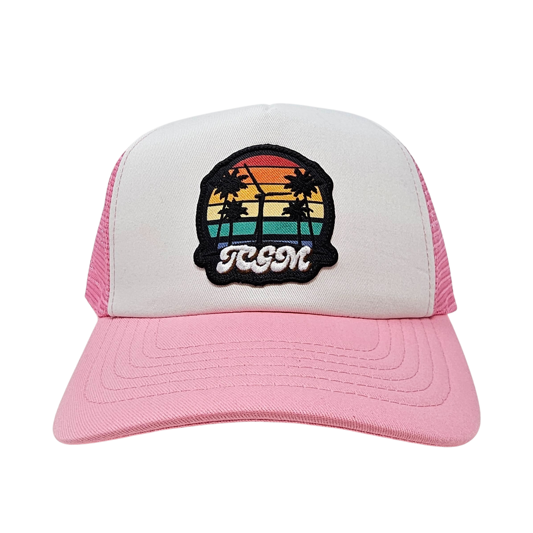 Beach Vibes Summer Trucker Cap (Pink/White)