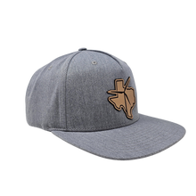 Texas Wind Leather Patch 5 Panel Pinch Front Structured Snapback (Heather Grey)