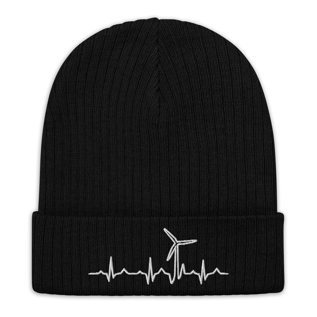 Wind Heart Beat Ribbed knit beanie